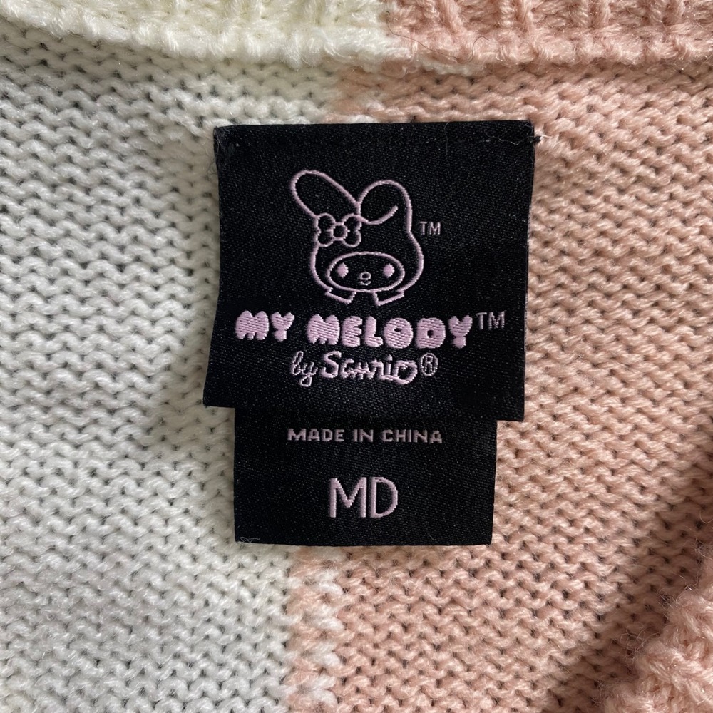 My Melody Sanrio Cardigan Womens Medium Pink White Embroidered Coquette Y2k - Picture 3 of 8